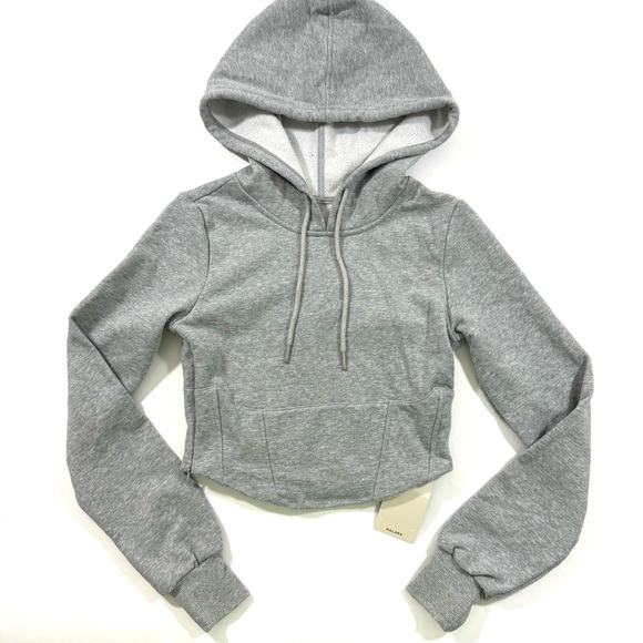 HALARA Tops - New Halara Crop Hoodie Sweatshirt Grey